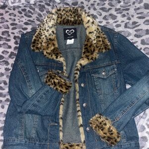 Levi's Denim Jacket with Leopard Faux Fur Trim